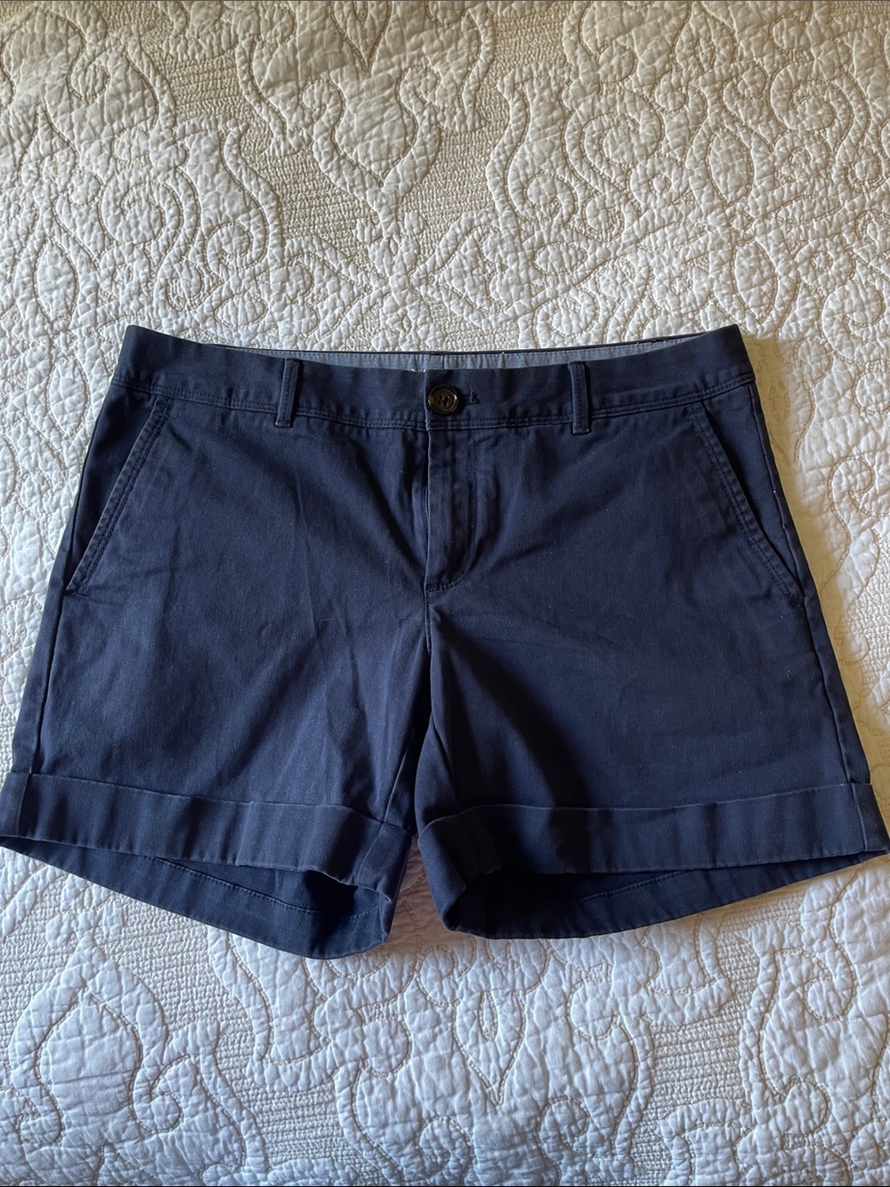 Banana Republic Navy Cuffed Chino Shorts